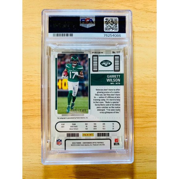 2022 Contenders Red Autograph Garrett Wilson - Graded PSA 10 - Picture 2 of 2